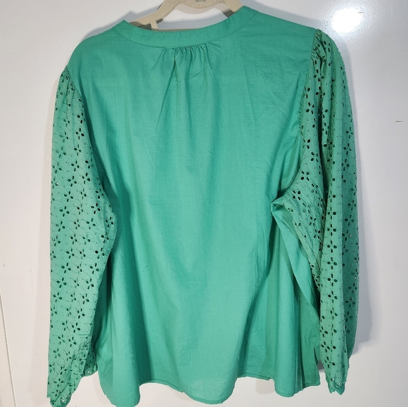 JCrew Green Eyelet Women's Top, Size XXL, NWT - Picture 4 of 6